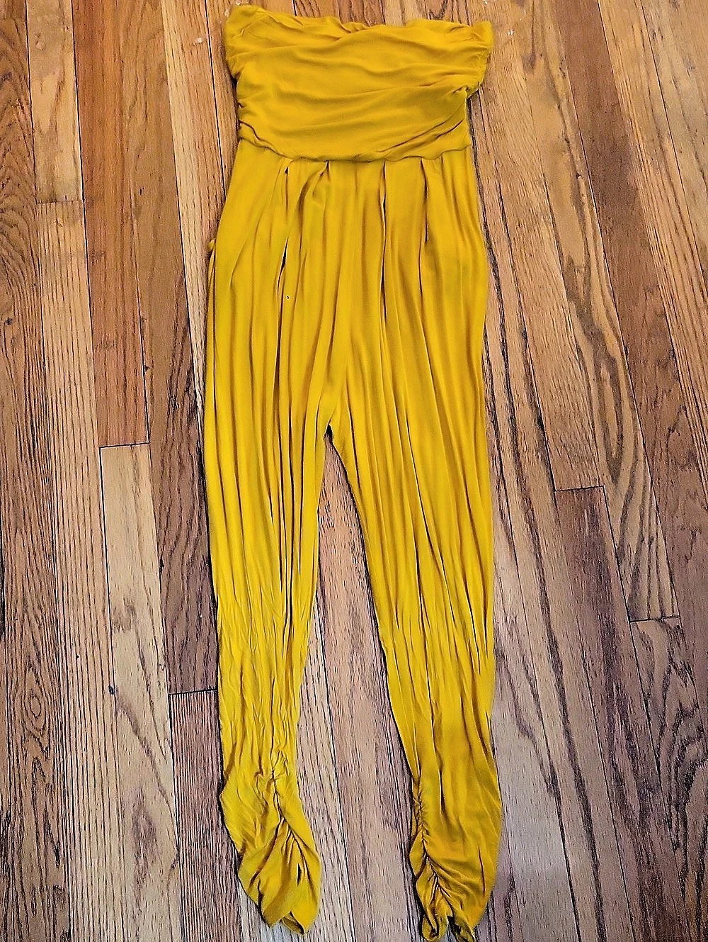 Heart & Hips Strapless Mustard Jumpsuit Size Medium